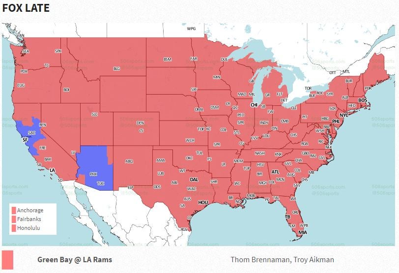 Packers TV Coverage Map