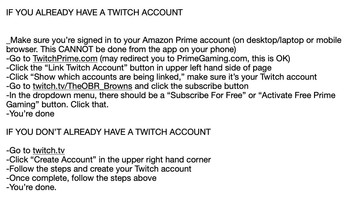 Cleveland Browns: Time To Renew Your FREE Twitch Subscription With