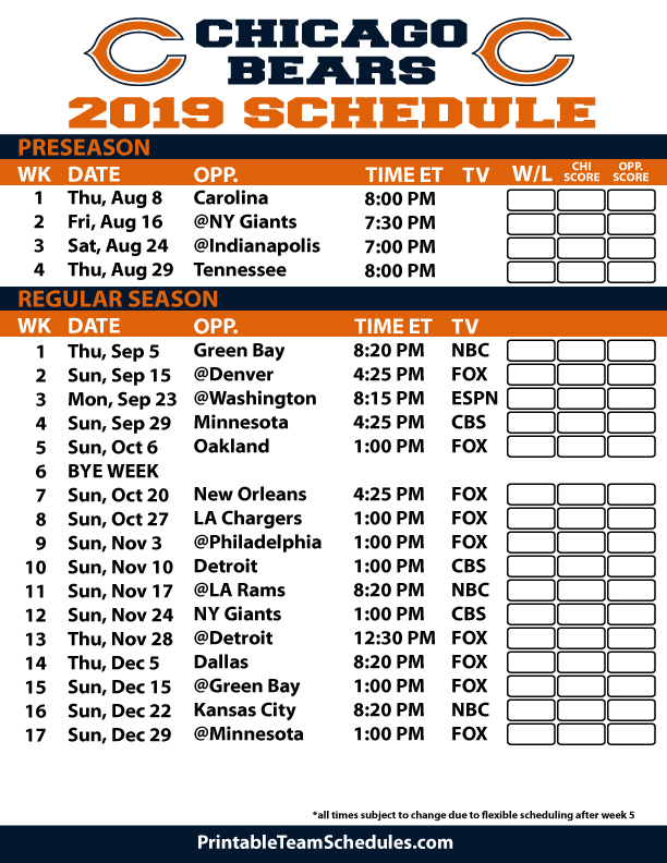 Chicago Bears Schedule 2025 2025