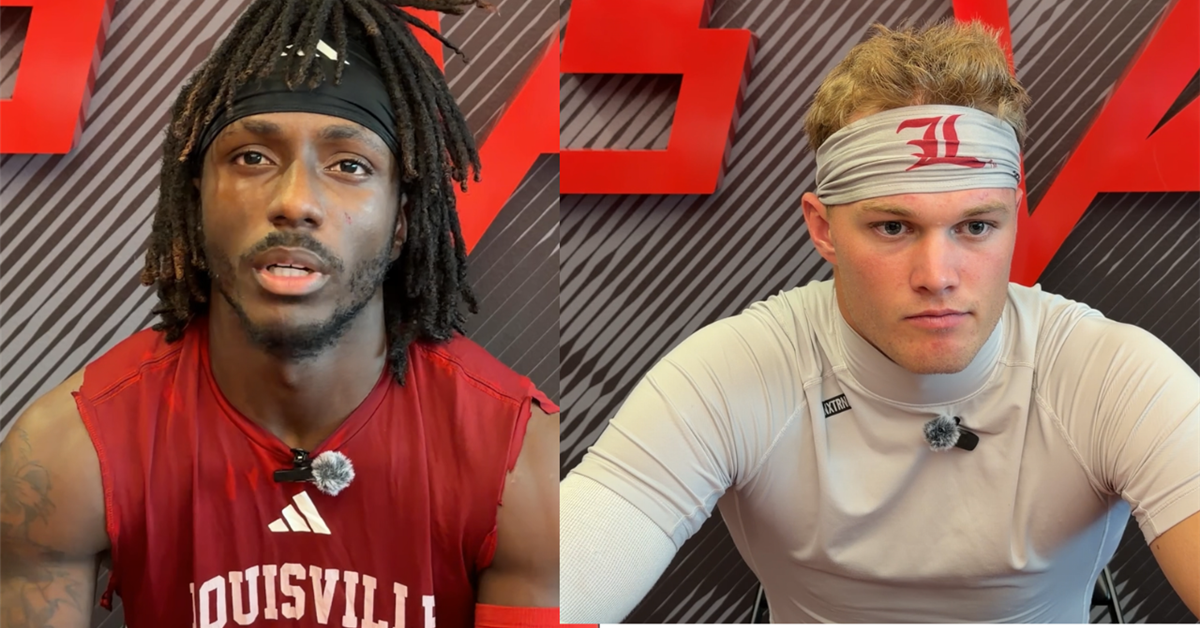 Tre Richardson, Lincoln Kienholz visit media ahead of Louisville vs Stanford