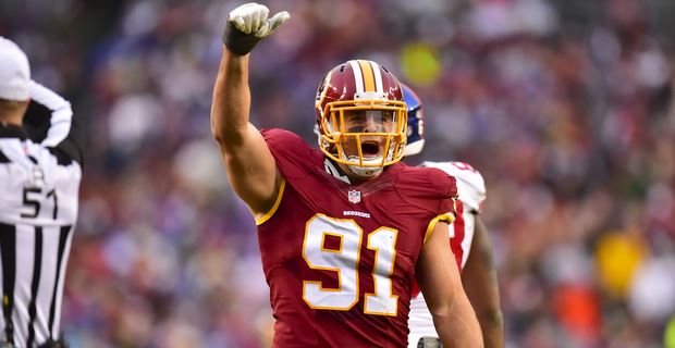 Lot Detail - Ryan Kerrigan - Washington Redskins - 2016 Game-Worn Burgundy  Throwback Jersey - Nov. 13 vs. Vikings