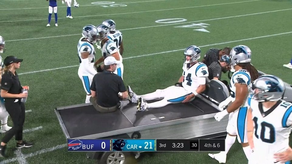 Panthers' Darnold carted off field with sprained ankle