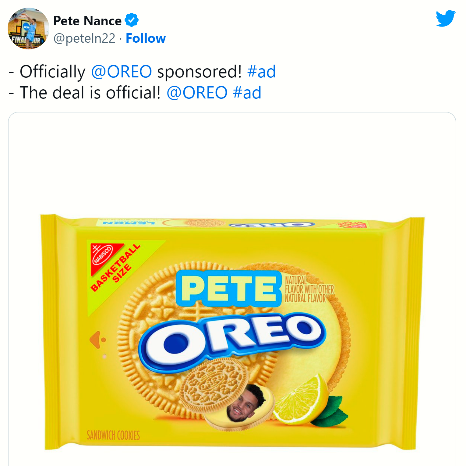 Pete Nance Inks NIL Deal With OREO