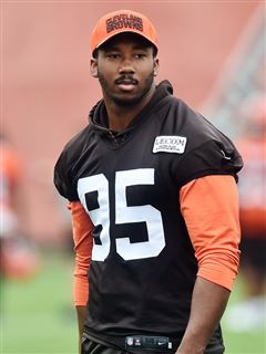 Sold at Auction: 10/15/2017 Myles Garrett rookie year game worn Cleveland Browns  jersey.