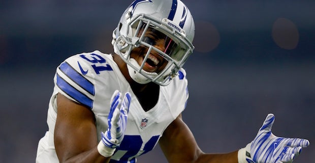 Houston, TX, USA. 7th Oct, 2018. Dallas Cowboys free safety Xavier Woods  (25) celebrates after breaking up a pass during the fourth quarter against  the Houston Texans in the NFL football game