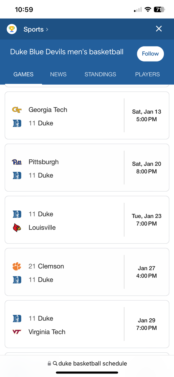 Duke vs Pitt Game Thread