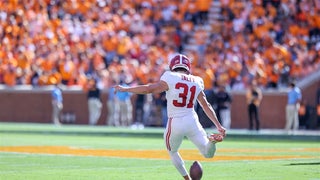 How much of a question mark is kicker for Alabama in 2025?
