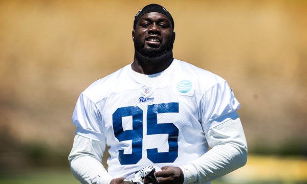 Detroit Lions defensive tackle Tyrunn Walker talks with Los Angeles News  Photo - Getty Images