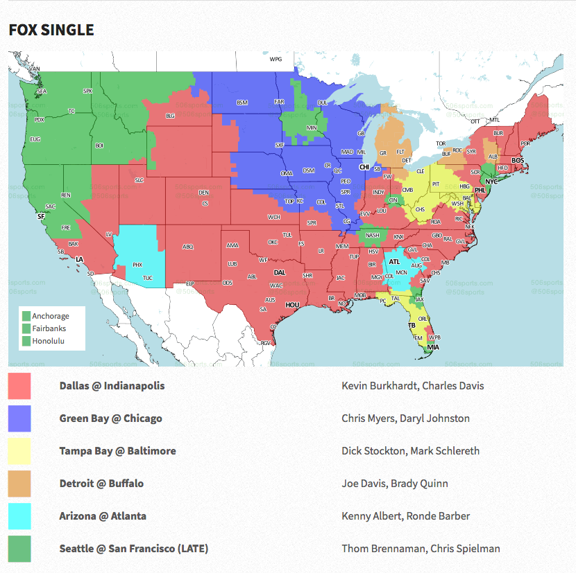 NFL Week 2 TV coverage maps