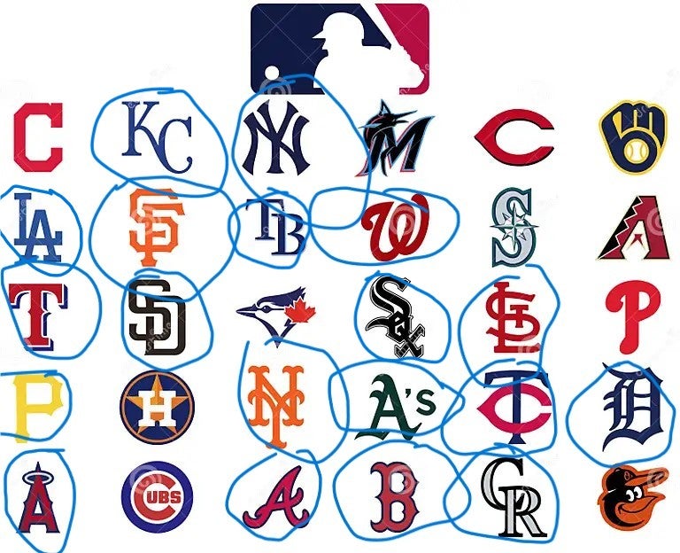 Here are all the MLB interlocking logos. But, they're not