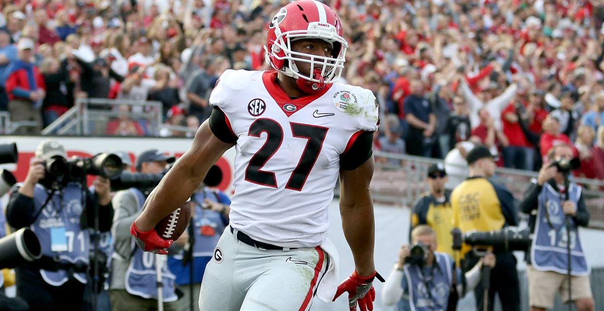 Alumni Hall Dawgs, Georgia Nike Nick Chubb # 27 Game Jersey Alumni Hall