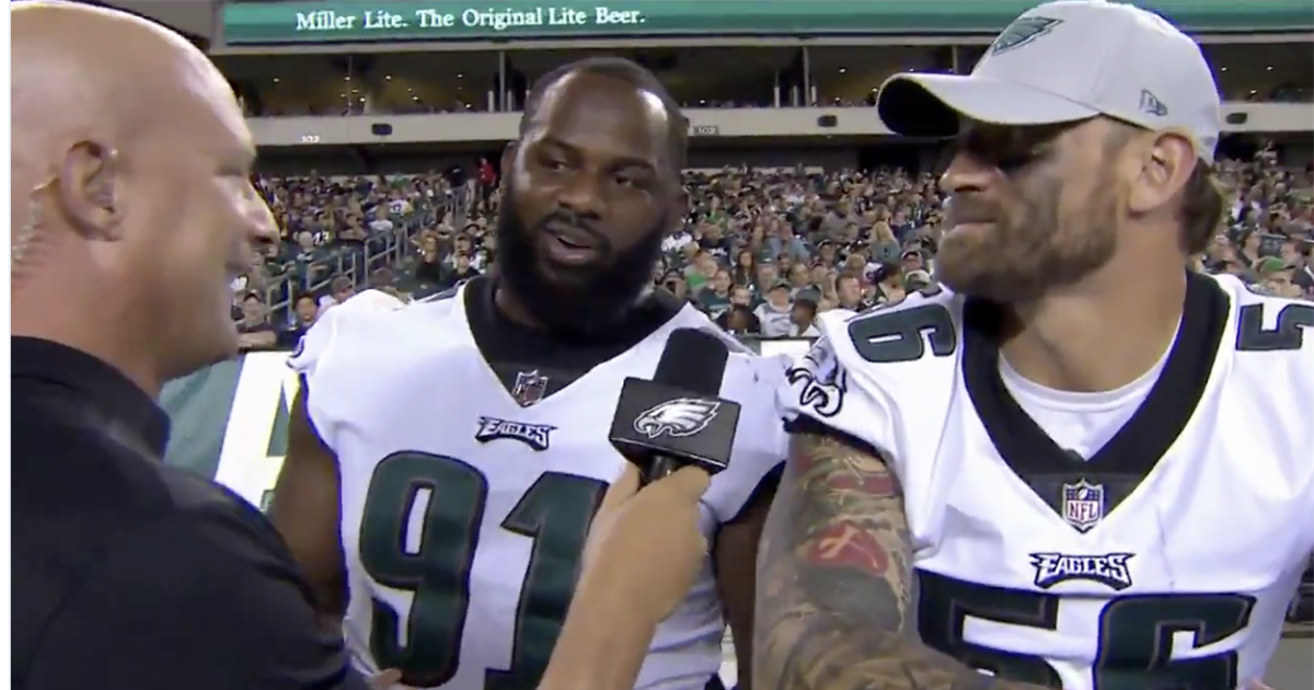 Fletcher Cox says 'Long Cox' on live Eagles broadcast