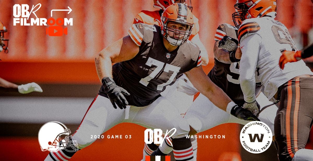 Cleveland Browns guard Wyatt Teller (77) looks to make a block