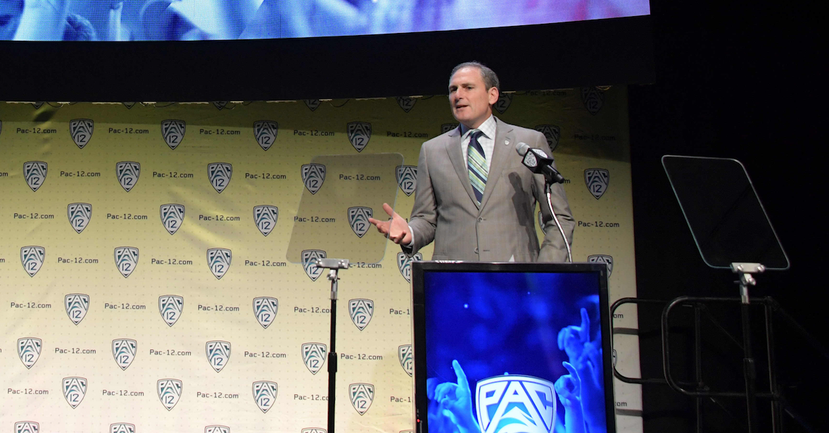 Pac-12 commish Larry Scott gets some curveball Q's at Media Day