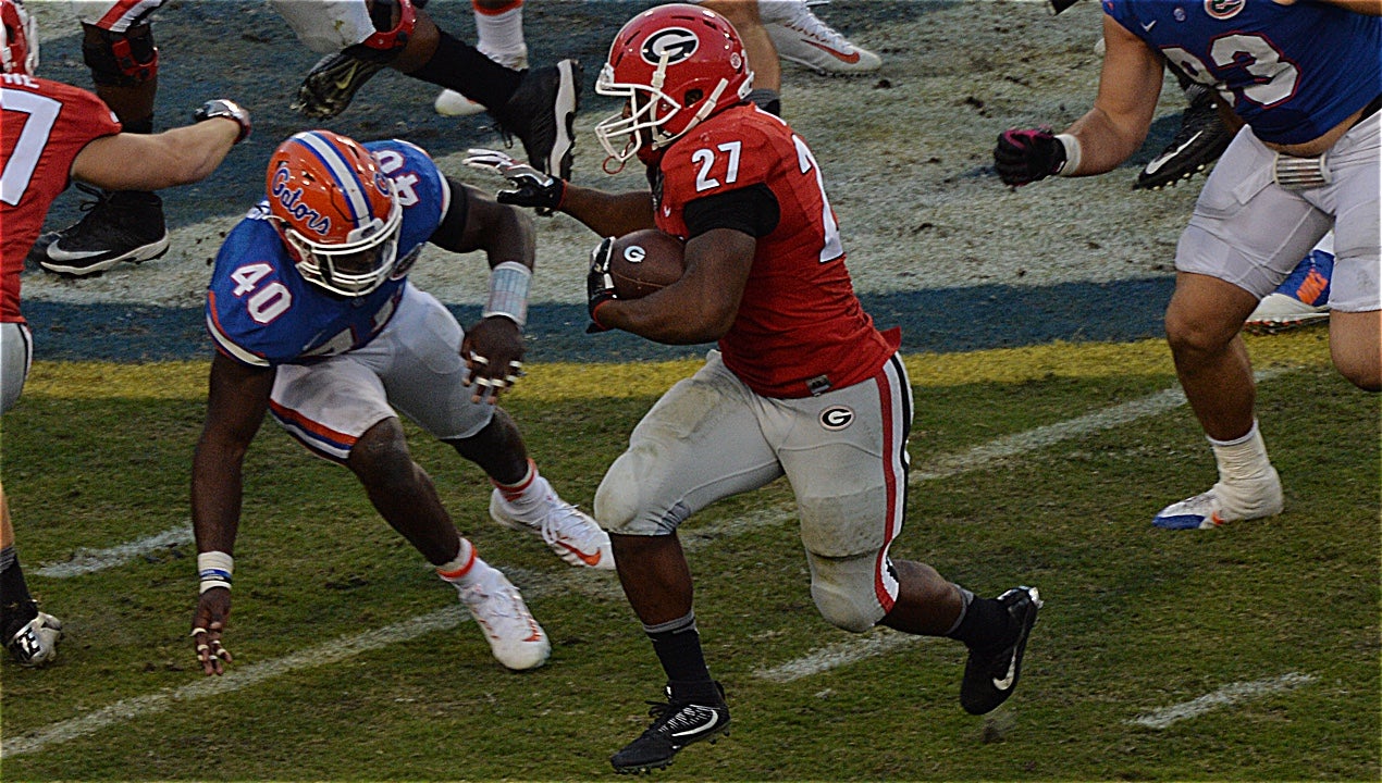 Alumni Hall Dawgs, Georgia Nike Nick Chubb # 27 Game Jersey Alumni Hall