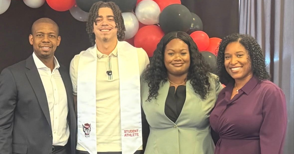 NC State head coach Justin Gainey attends graduation ceremony for Tre ...