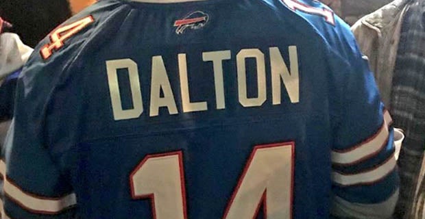 Buffalo Bills fan spotted wearing custom Andy Dalton jersey