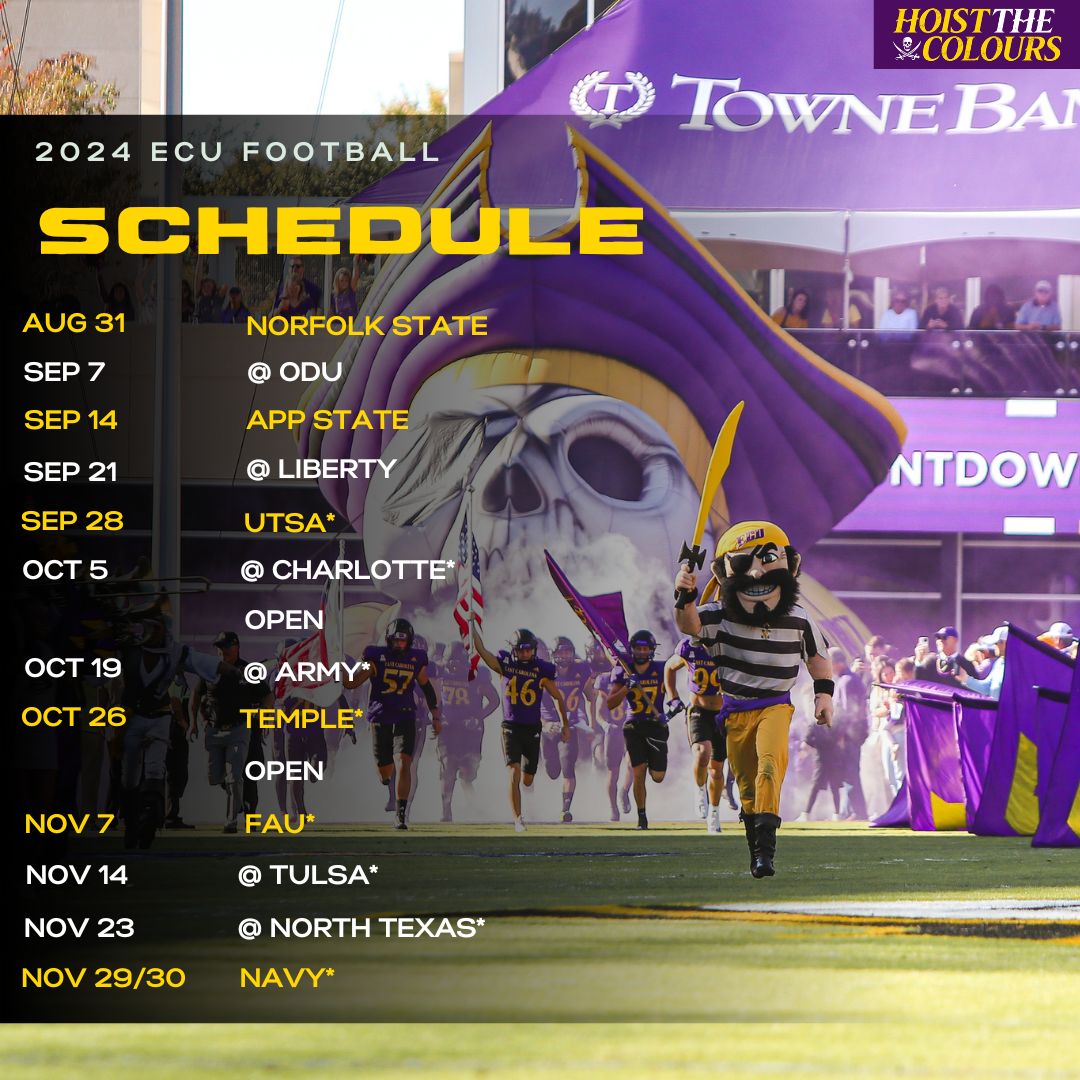 ECU's complete 2024 football schedule revealed
