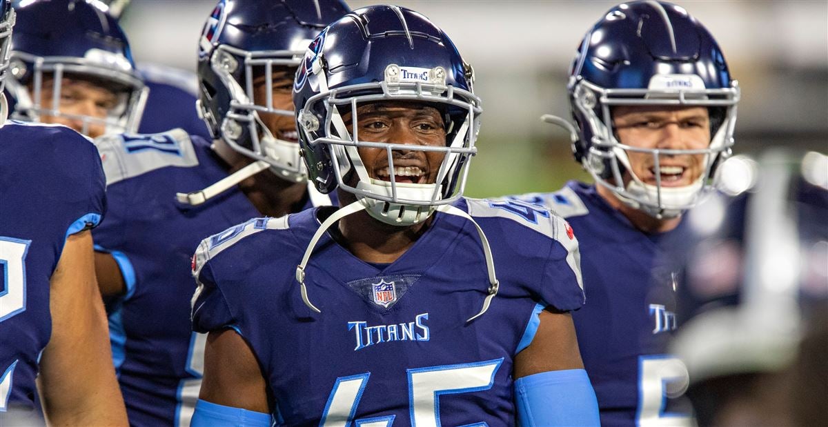 Tennessee Titans defensive back Joshua Kalu (28) lines up on