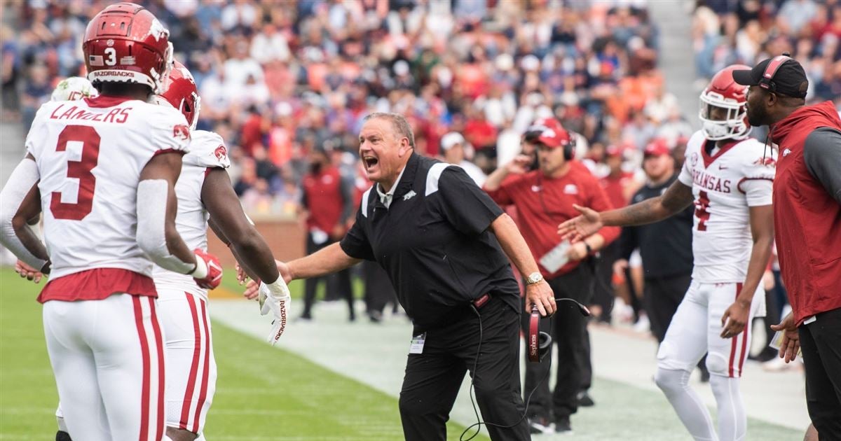 Arkansas football coach sam pittman shares emotions of razorbacks
