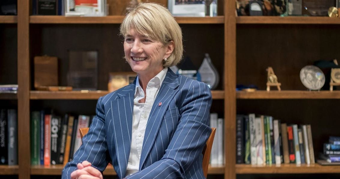Ohio State University president Kristina M. Johnson announces resignation
