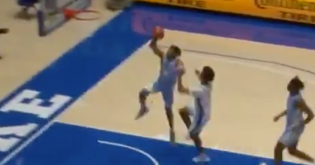 VIDEO: Caleb Love throws down massive dunk vs. Duke