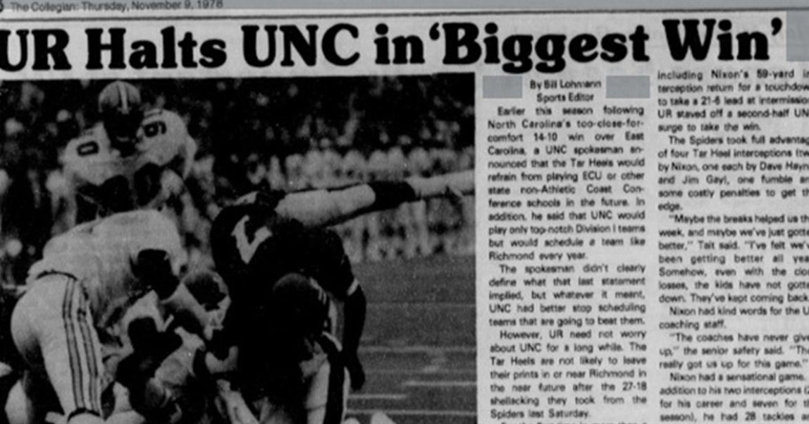 Remember when Richmond beat UNC in football?