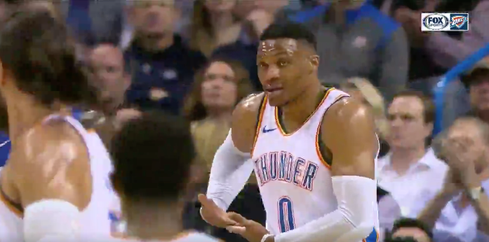 Russell Westbrook throws turnover then Pat Beverley calls him