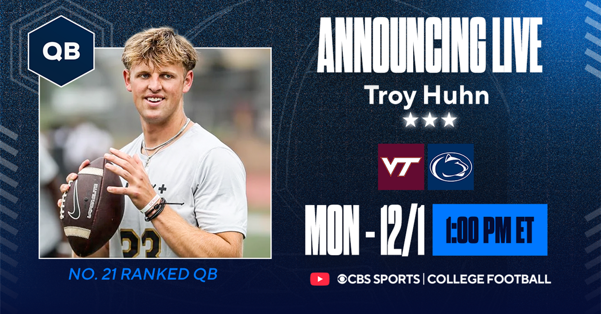 Three-star QB Troy Huhn set to commit live with CBS Sports and 247Sports