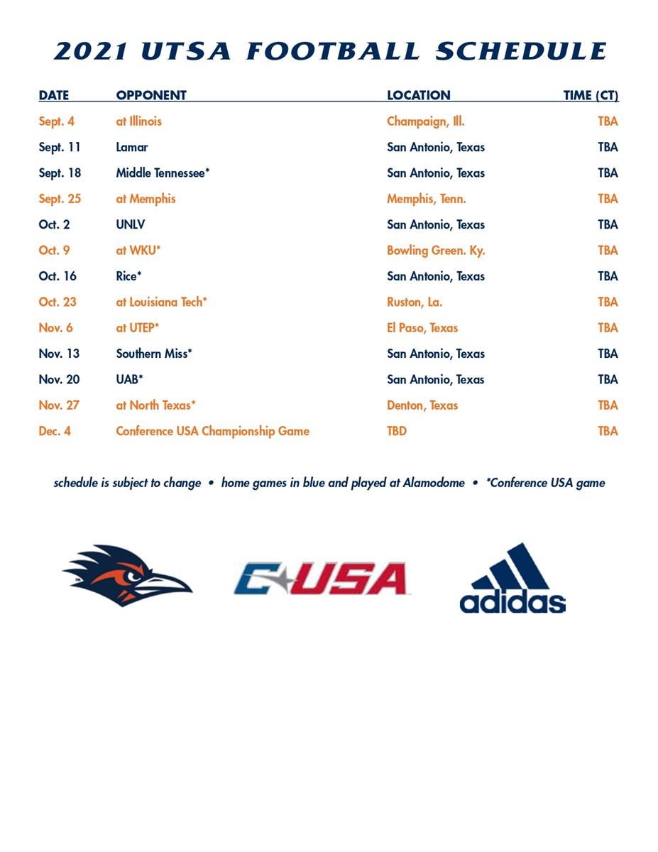 Utsa Fall 2021 Calendar Customize And Print