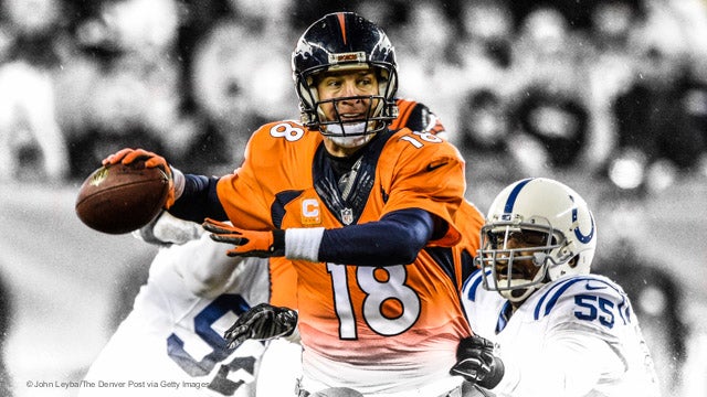 Denver Broncos star quarterback Peyton Manning prepars to throw a pass  during the team's National Football League game against the visiting San  Francisco 49ers at the Sports Authority Field at Mile High