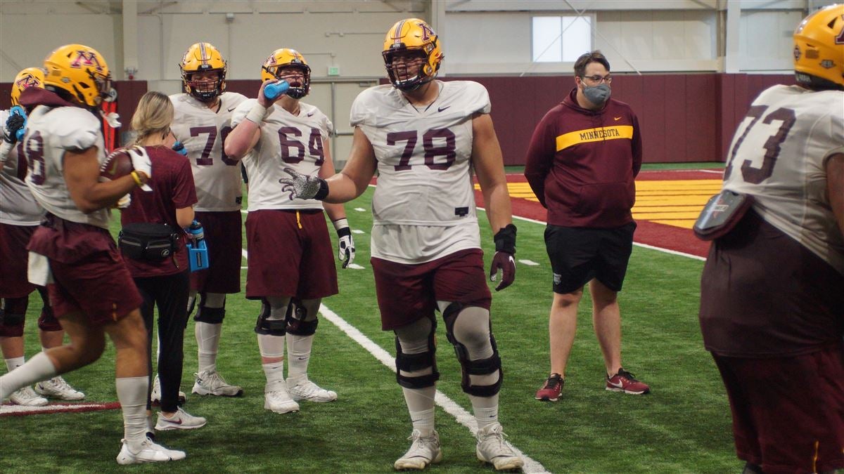 Minnesota offensive lineman Daniel Faalele (78) looks to make a block  during the first half of an NCAA college football game against Iowa,  Saturday, Nov. 13, 2021, in Iowa City, Iowa. (AP