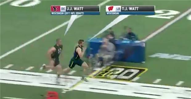 TJ Watts vs JJ Watt, 40 Yard Dash, Combine