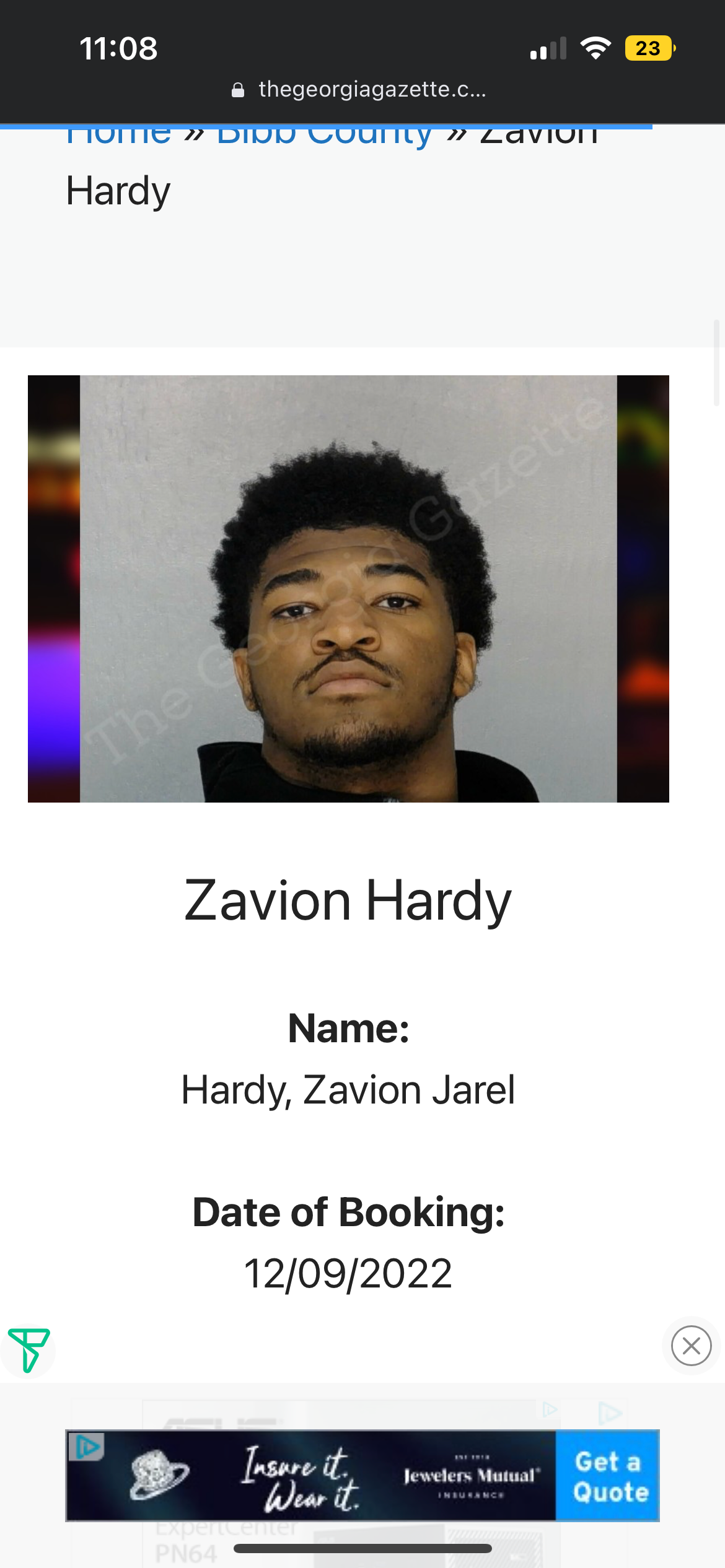 Zavion Hardy arrested