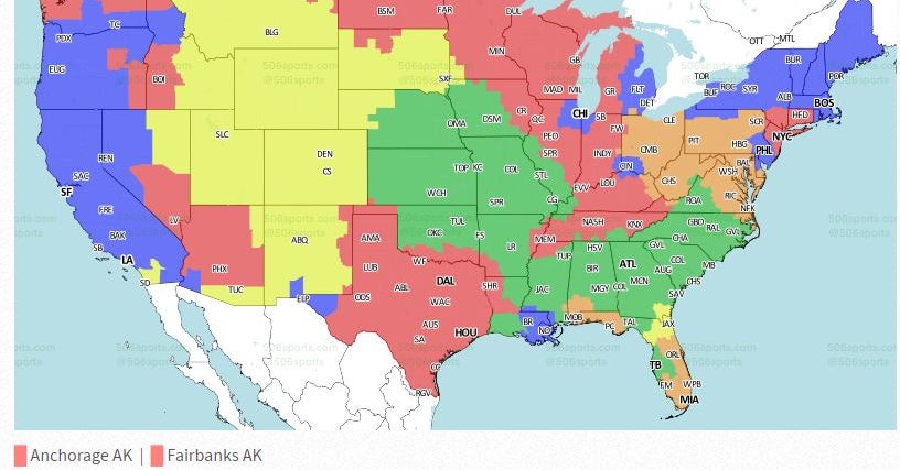 Green Bay Packers-Houston Texans coverage map