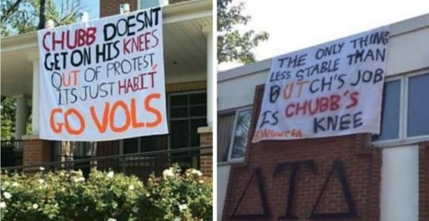 Georgia fans with a tribute to Nick Chubb 