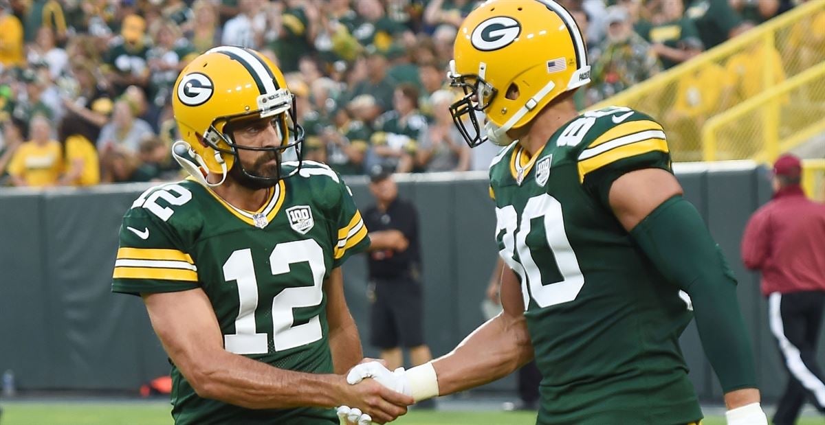 Green Bay Packers Jimmy Graham during NFL football minicamp practice  Wednesday June 12, 2019 in Green Bay, Wis.. (AP Photo/Mike Roemer Stock  Photo - Alamy