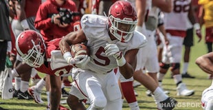 Running backs impress in run-heavy scrimmage Running backs impress in run-heavy scrimmage