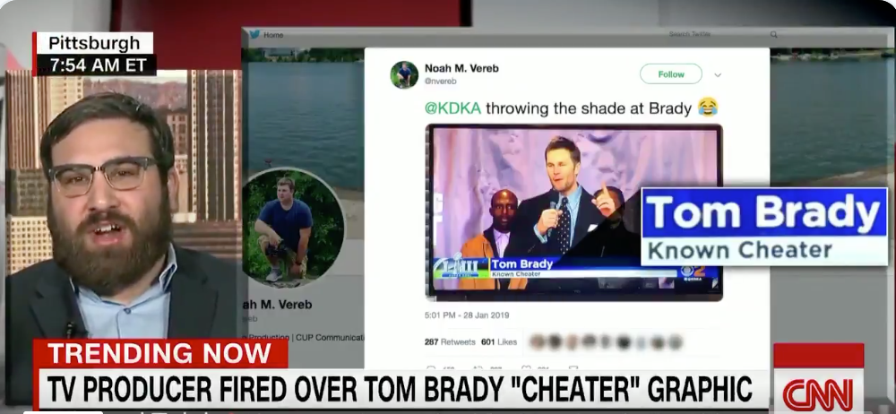 Tom Brady 'known cheater' graphic gets Pittsburgh TV employee