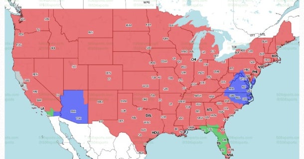 New York Giants vs. Pittsburgh Steelers TV Coverage Map