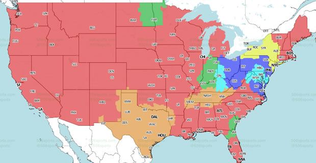 Indianapolis Colts - Jacksonville Jaguars coverage map (Week 17)