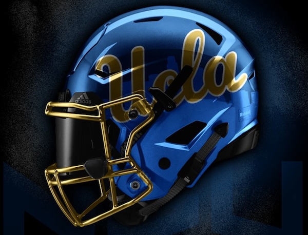 blue chrome football helmet