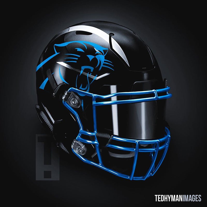 blue carolina panthers helmet