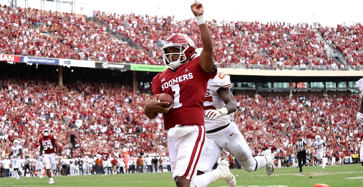 OU custom shoes complete with 'Horns Down' logo, ahead of Red River  Showdown