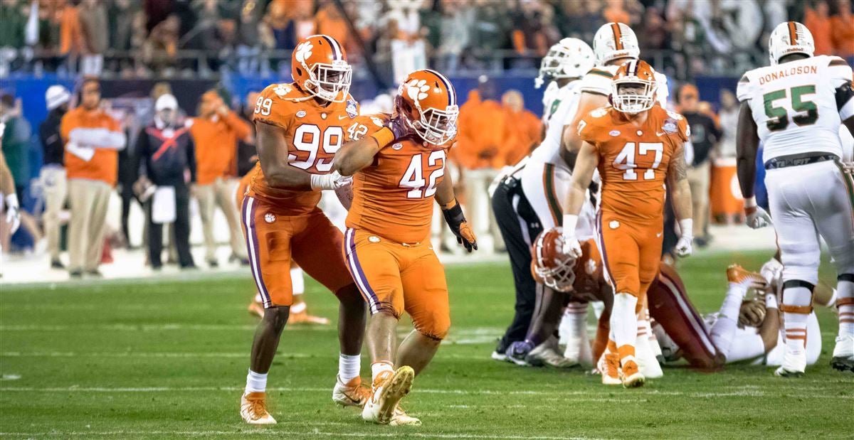 Men's Clemson Tigers #42 Christian Wilkins Orange ACC Six of the