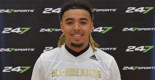 Ohio State WR commit Gee Scott Jr. presented with AA Bowl jersey Ohio State WR commit Gee Scott Jr. presented with AA Bowl jersey