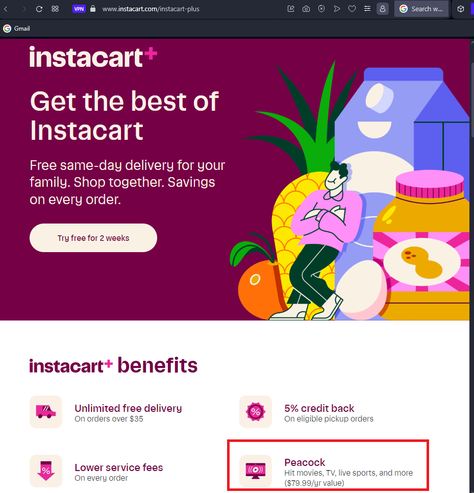 Instructions for Peacock free trial (no credit card required)