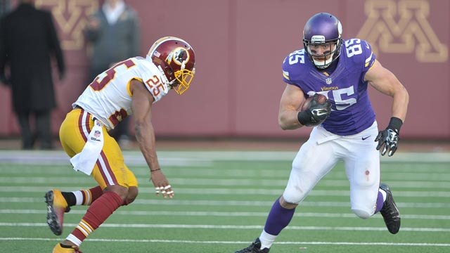 Minnesota Vikings tight end Rhett Ellison receives a pass during the NFL  football team's practice Tuesday, June 7, 2016, in Eden Prairie, Minn. (AP  Photo/Jim Mone Stock Photo - Alamy