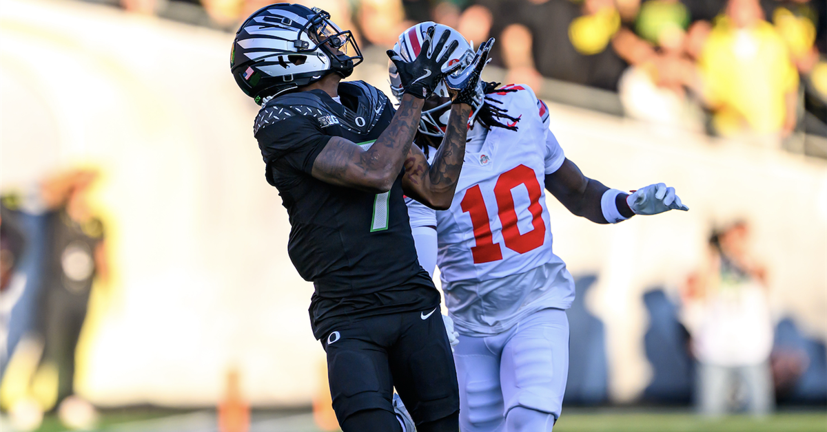 Oregon WRs Evan Stewart, Tez Johnson address big game against Ohio ...