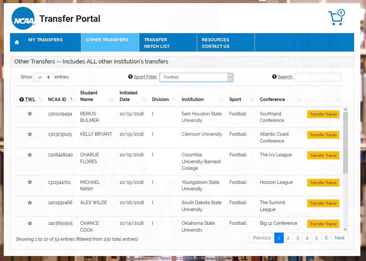 A Look at the NCAA Transfer Portal